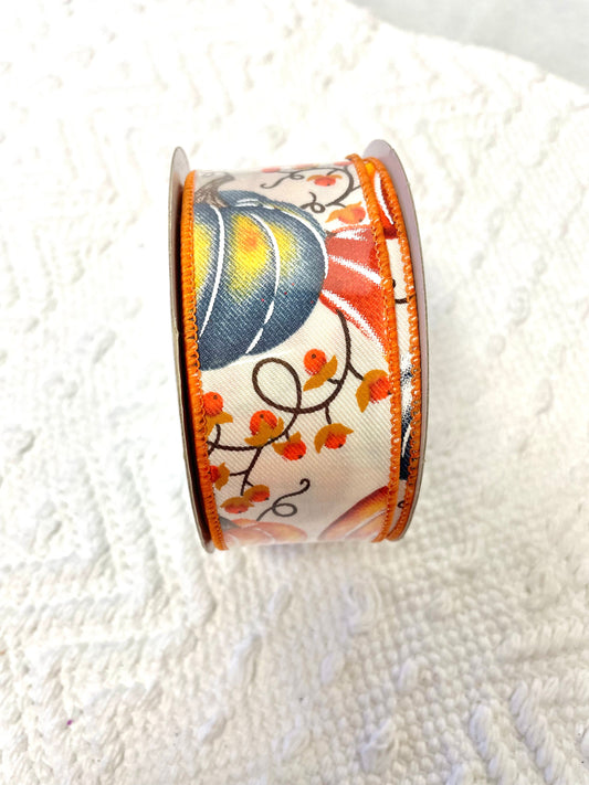 navy pumpkin ribbon, 1.5 fall pumpkin ribbon, RGE1268H5