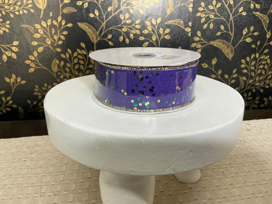 Purple “Mardi Gras” glitter ribbon - RGE1256WY