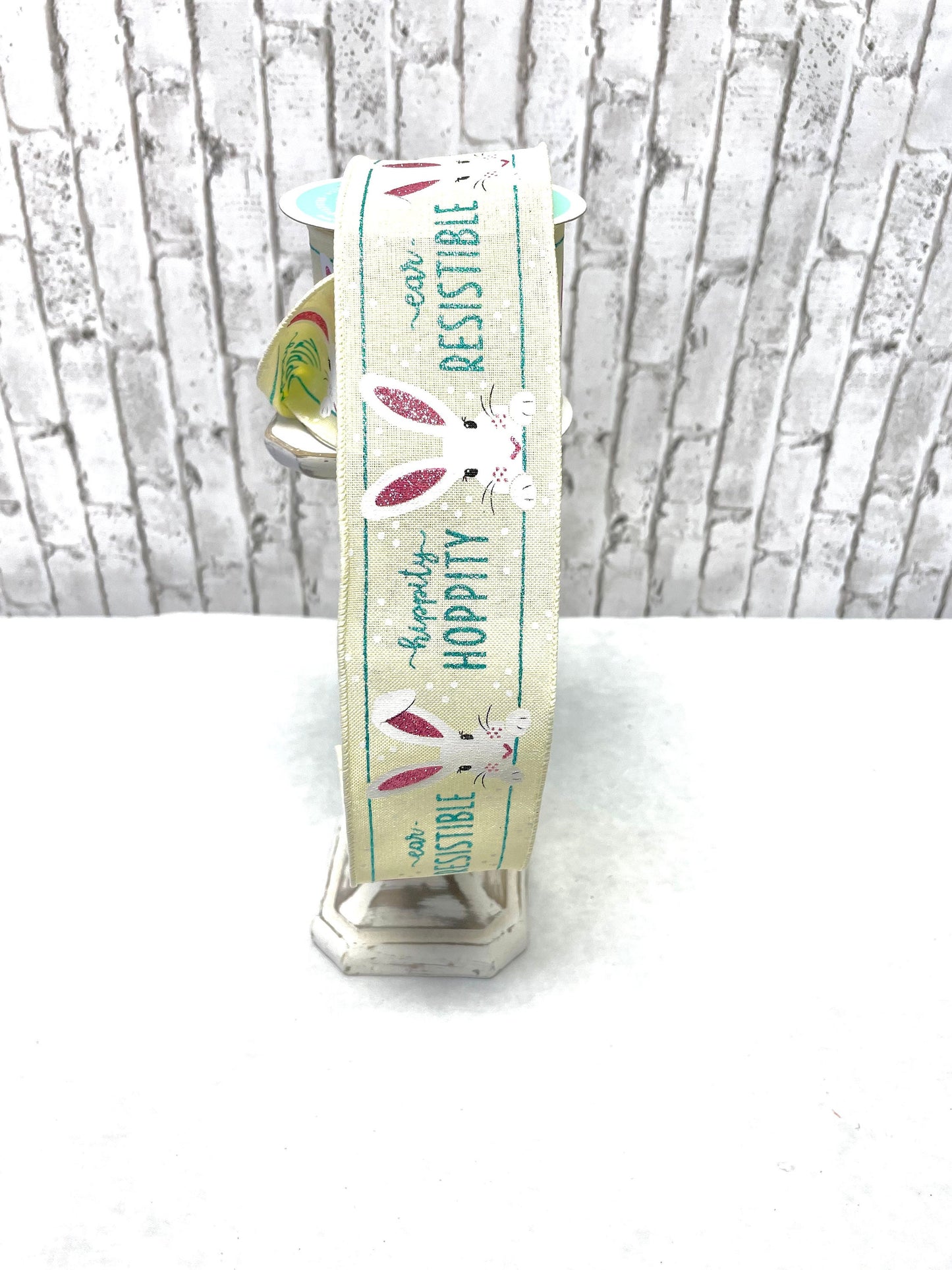 Easter ribbon, RGC11491T, yellow bunny ribbon, Easter bunny ribbon, spring ribbon, ear resistible ribbon