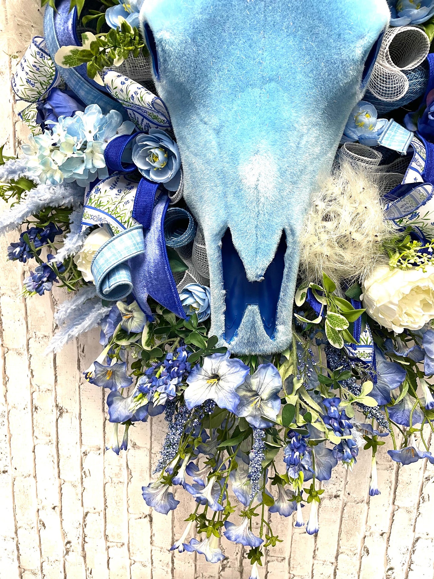 cow wreath, cow skull wreath, blue bonnet wreath, country wreath, country decor, farmhouse decor,rustic decor,  free shipping.