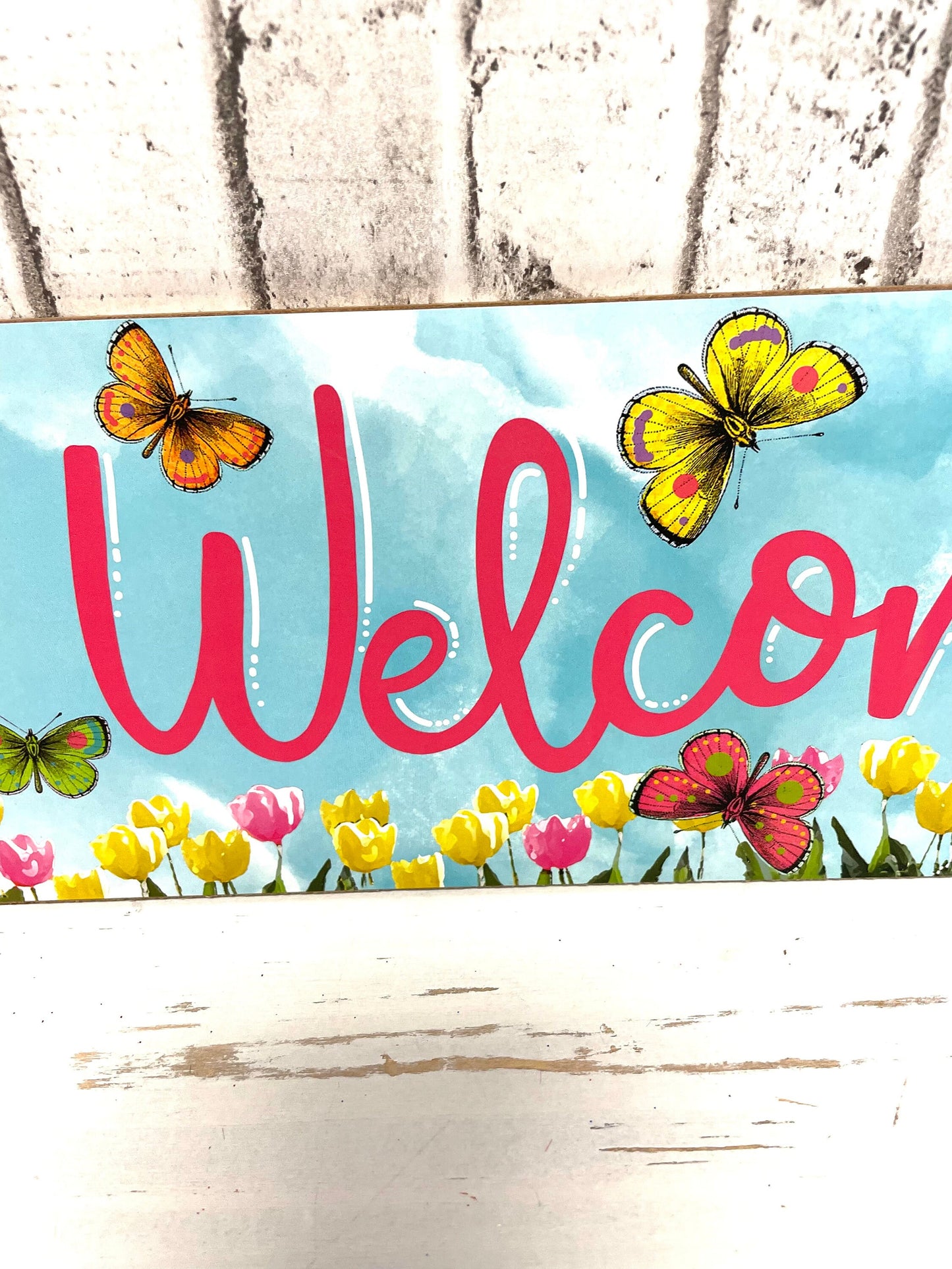 Spring welcome sign, AP802632,  butterfly welcome sign, summer sign, spring sign