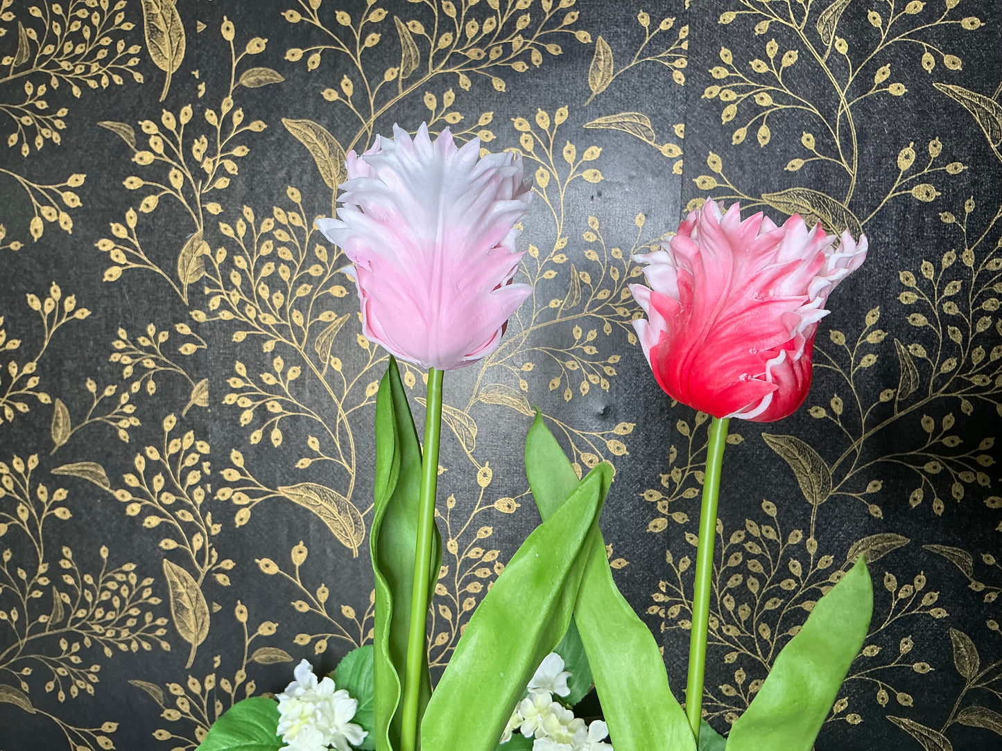 Pink Parrot Tulip Stem - Real Touch