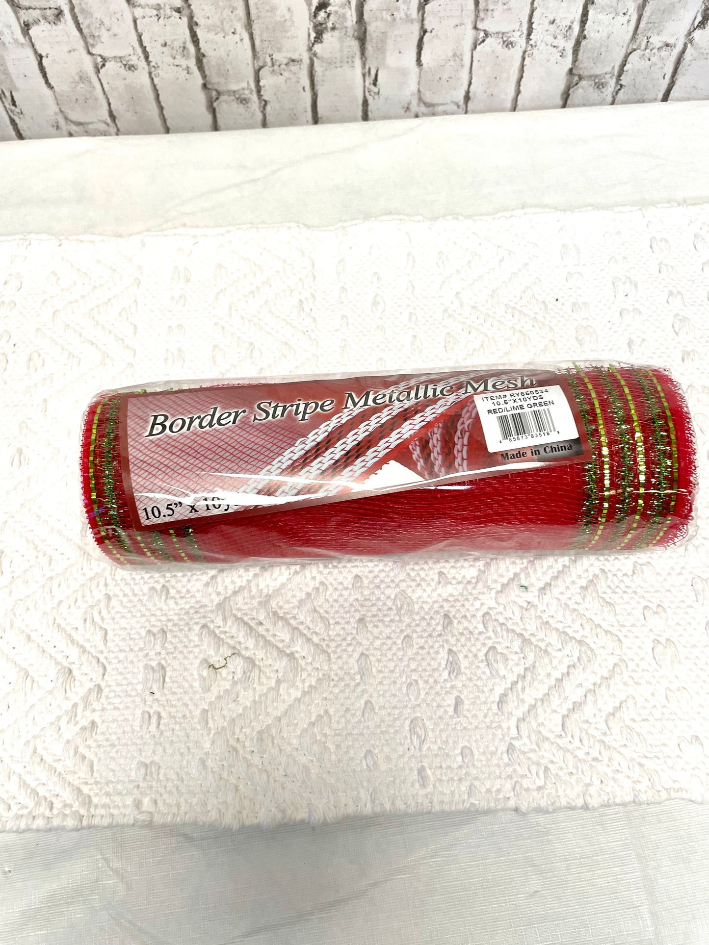 Christmas mesh, tinsel wide border mesh, red and lime green tencel border stripe mesh, RY850534, holiday mesh