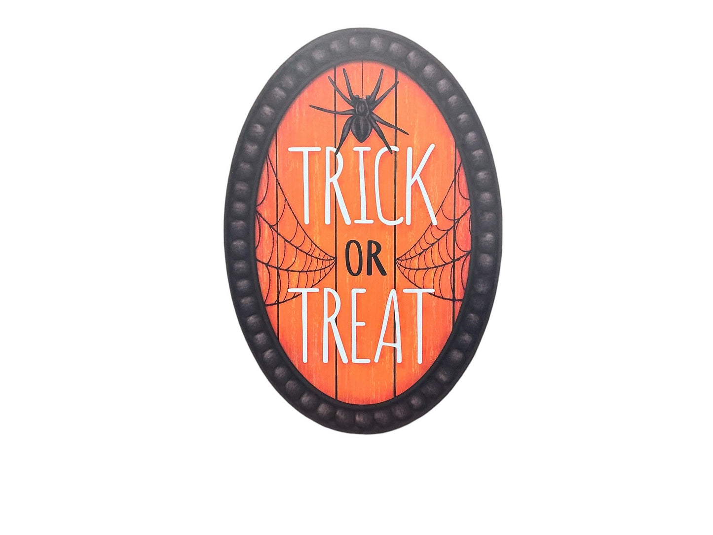 Halloween sign, wreath sign, oval Halloween sign, AP7232, trick or treat sign, spider sign
