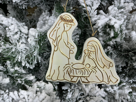 Ivory and Gold holy family ornament, 3101202
