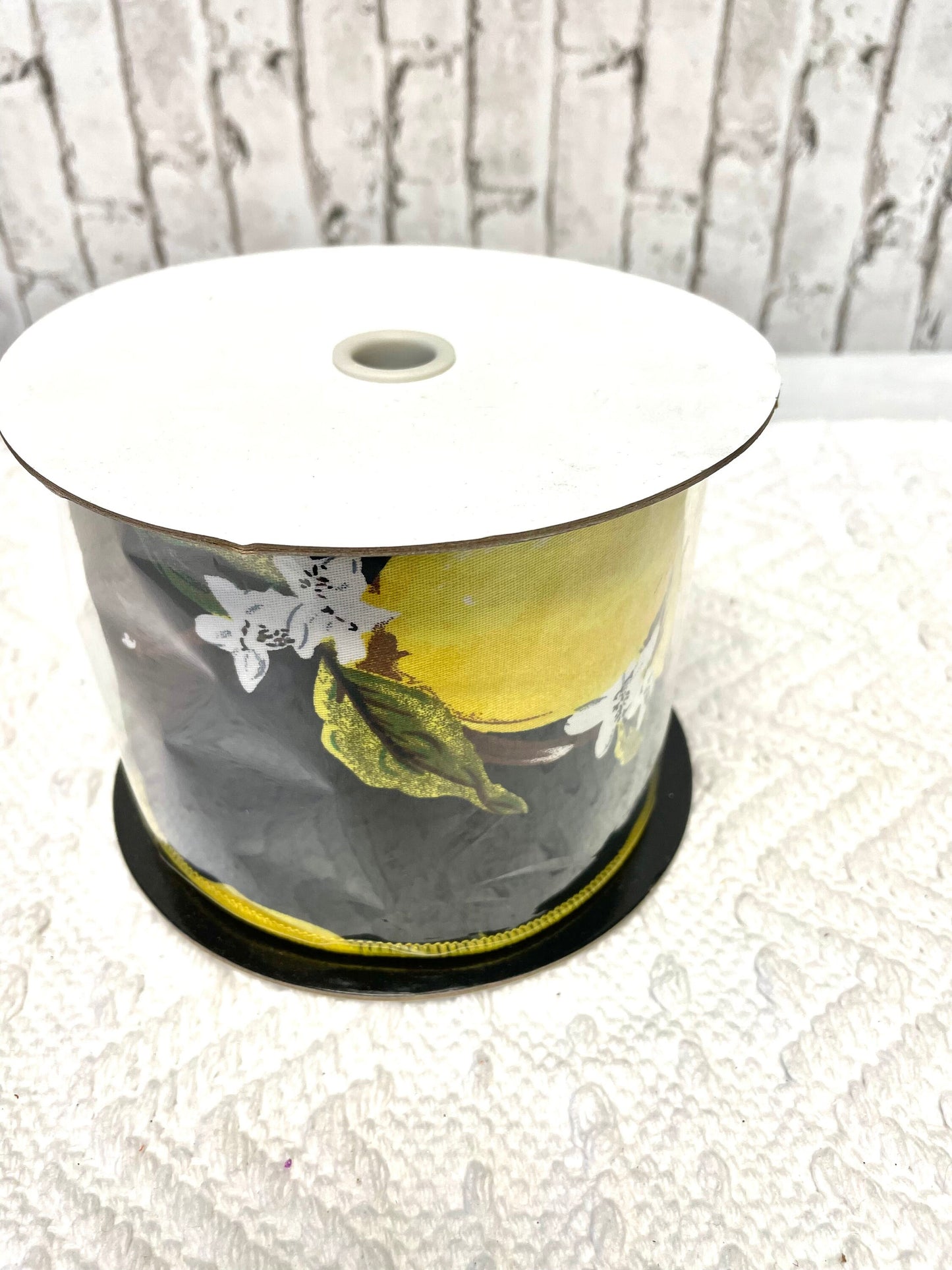 Black with lemons ribbon, lemon ribbon, MT25273, Regency ribbon, designer ribbon