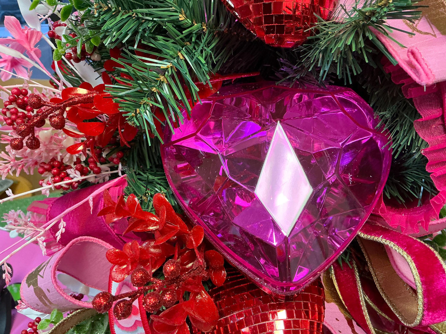 Pink Heart Shaped Jewel, 6”, Farrisilk, CX094-74