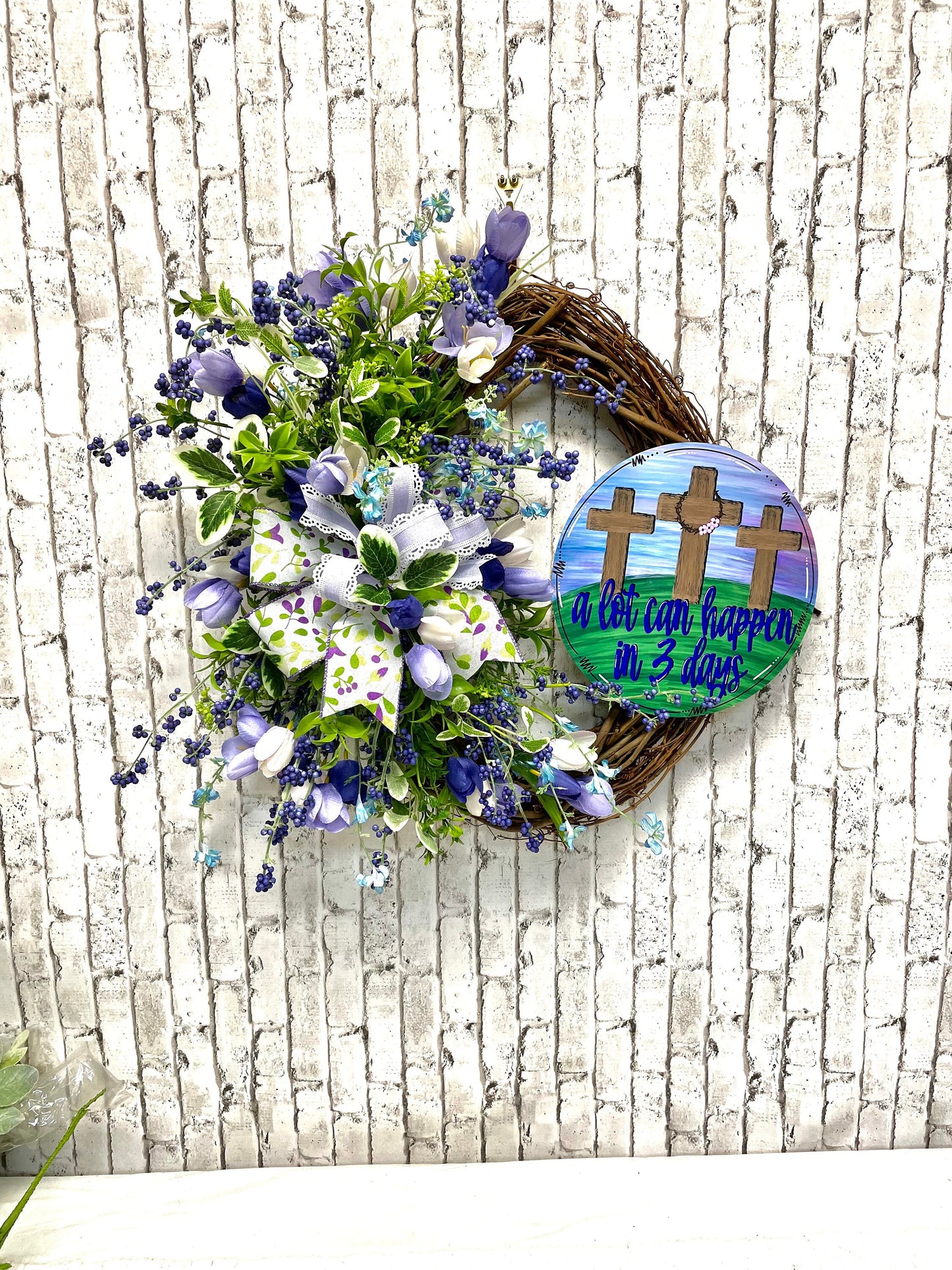 Easter wreath, Easter decor, religious decor, religious wreath, spring wreath, spring decor,  gift, shipping included in price.
