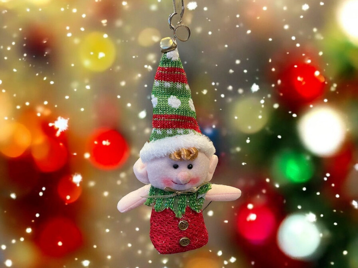 Plush Elf Christmas Ornament, Red