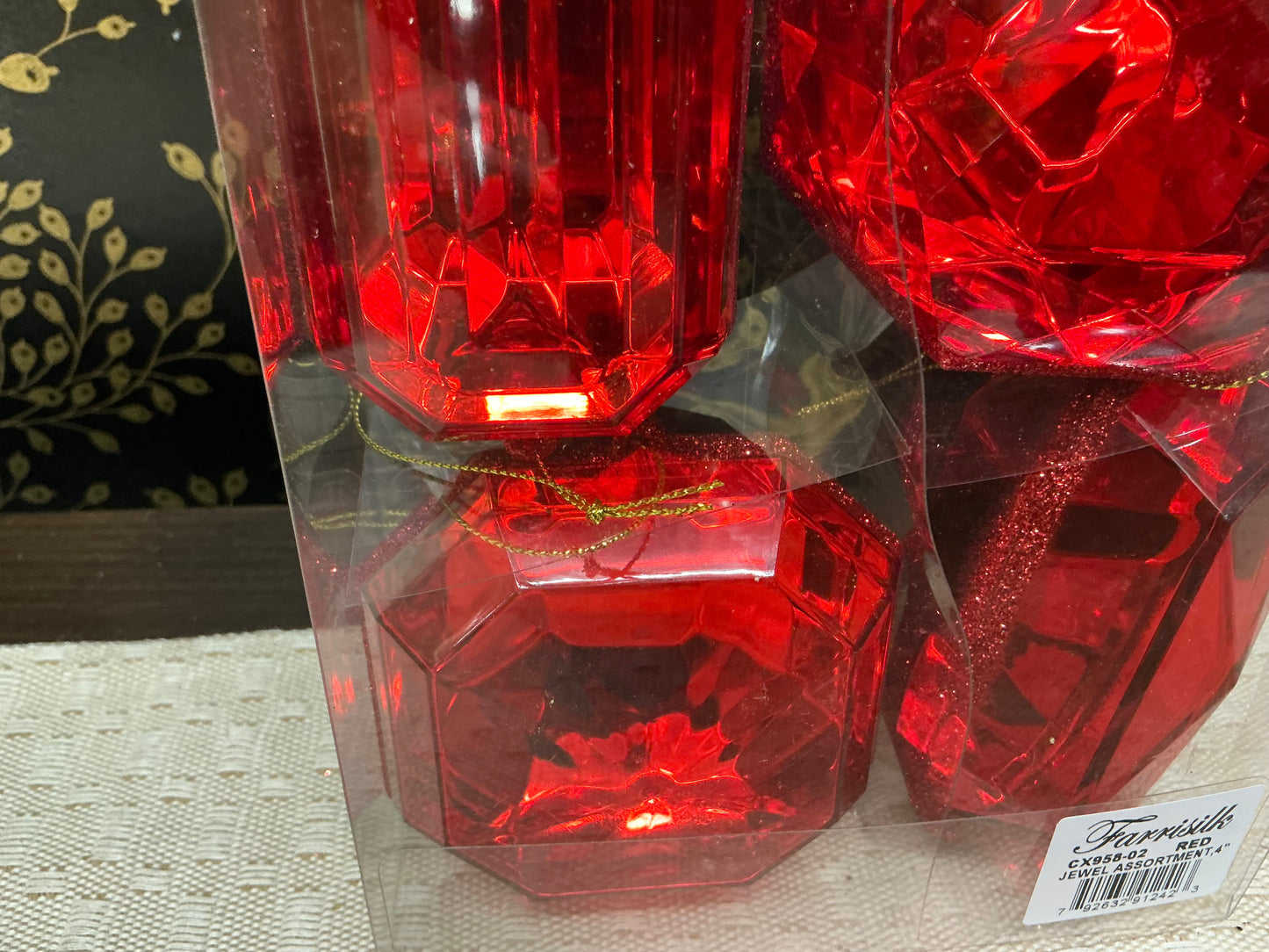 Red jewel/Gem Box set of 4, Farrisilk, CX958-02