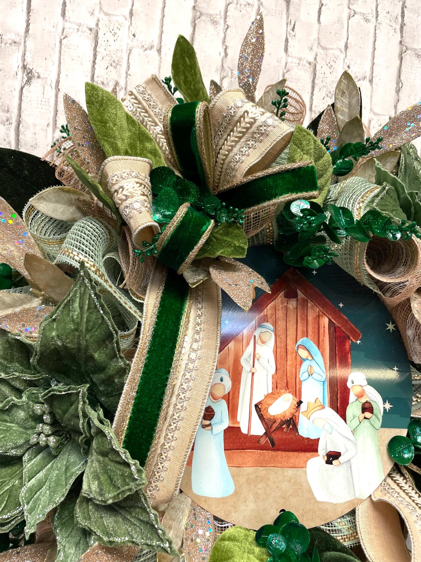 Nativity wreath, Christmas Nativity wreath, religious wreath, Christmas decor, religious decor, Christmas religious decor, shipping included