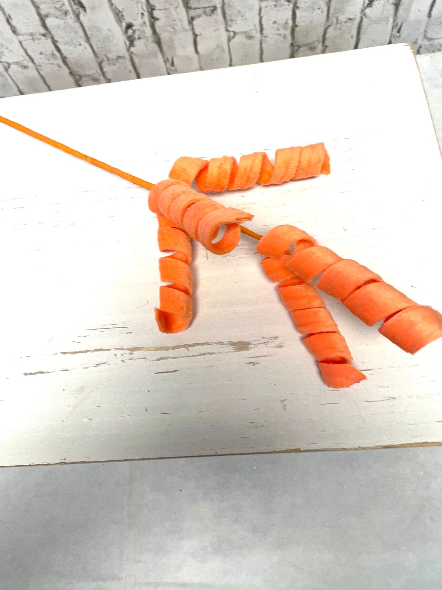 Orange velvet curly spray, 63388OR, orange curly spray, spring curly spray, Easter spray, spring spray, summer spray, fall spray