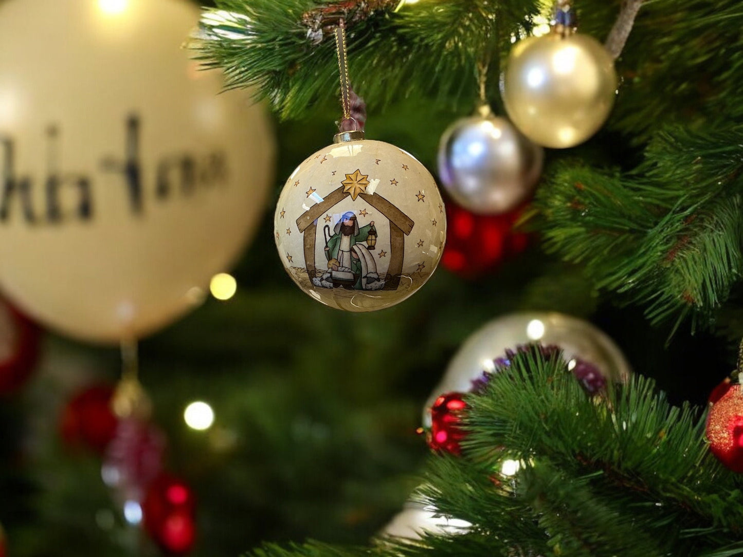 Child is Born with Stars, Nativity, Christmas Ornament, Wreath Embellishments