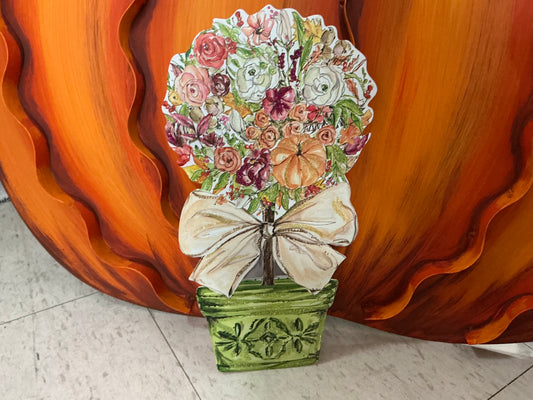 Medium Rose and pumpkin Topiary, Round Top Collection