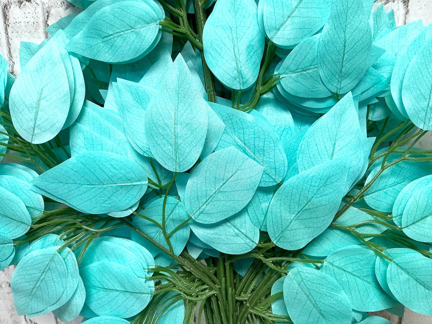 Robin Egg Blue Ficus Leaf Bundle, 12pc per bundle, 23” L, FG633742