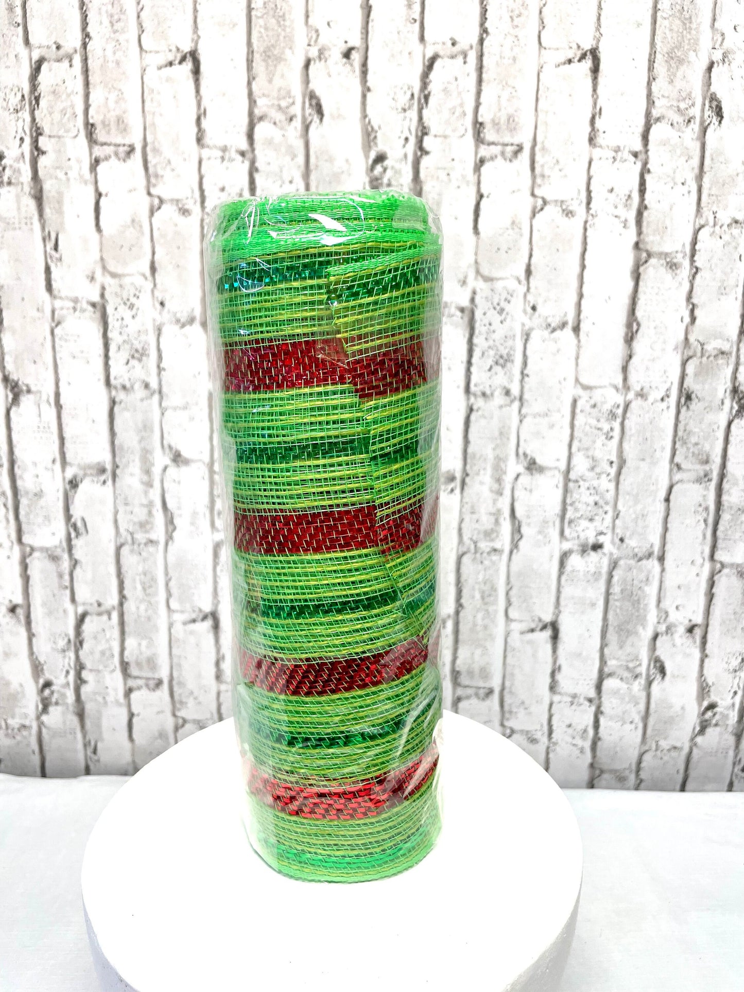 poly jute striped mesh, RY802045, green and red striped mesh, Christmas mesh