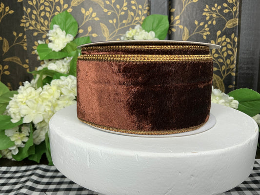 Dark Brown Velvet Ribbon - John Mark - 2.5”