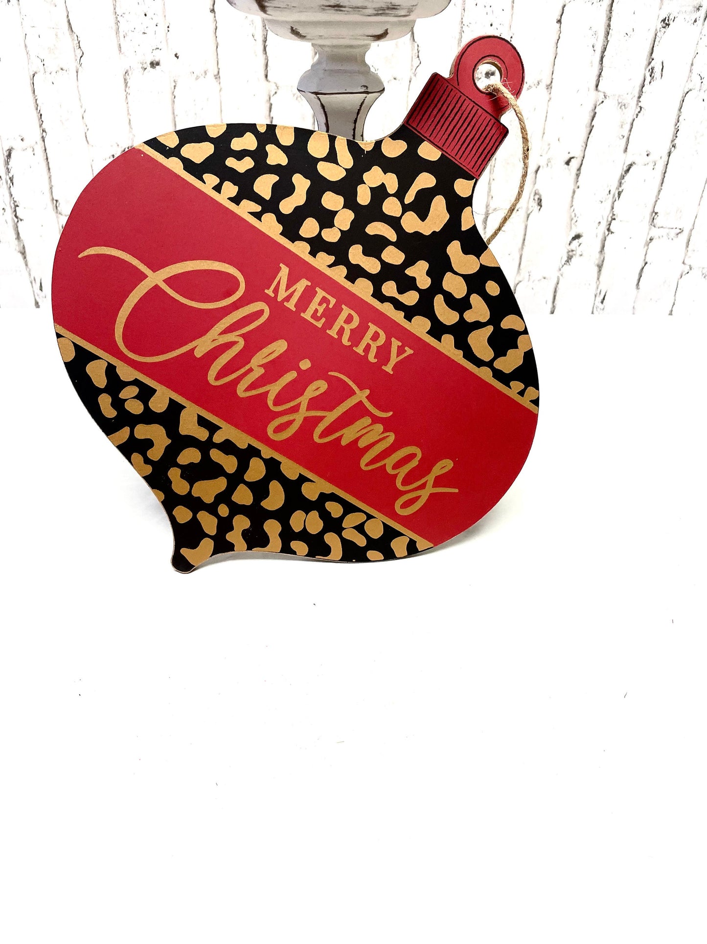 Merry Christmas leopard sign