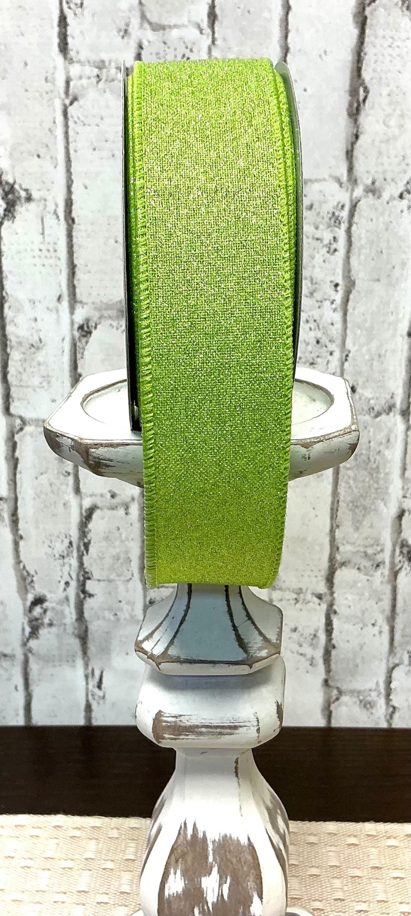 Bright Green Shimmer Ribbon, 1.5” x 10YD, Wired, RGE138009