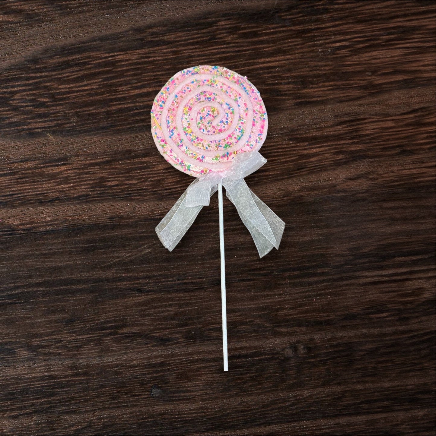 Pink Sprinkle Lollipop, 6” Dia
