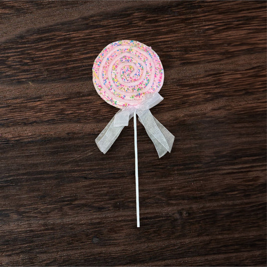 Pink Sprinkle Lollipop, 6” Dia