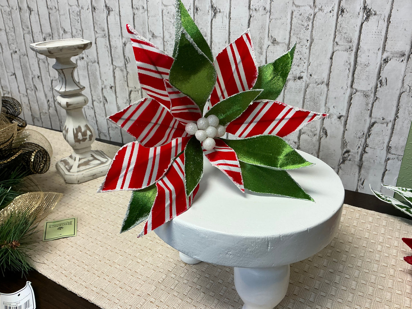 Green with red/White stripe Poinsettia, 187397