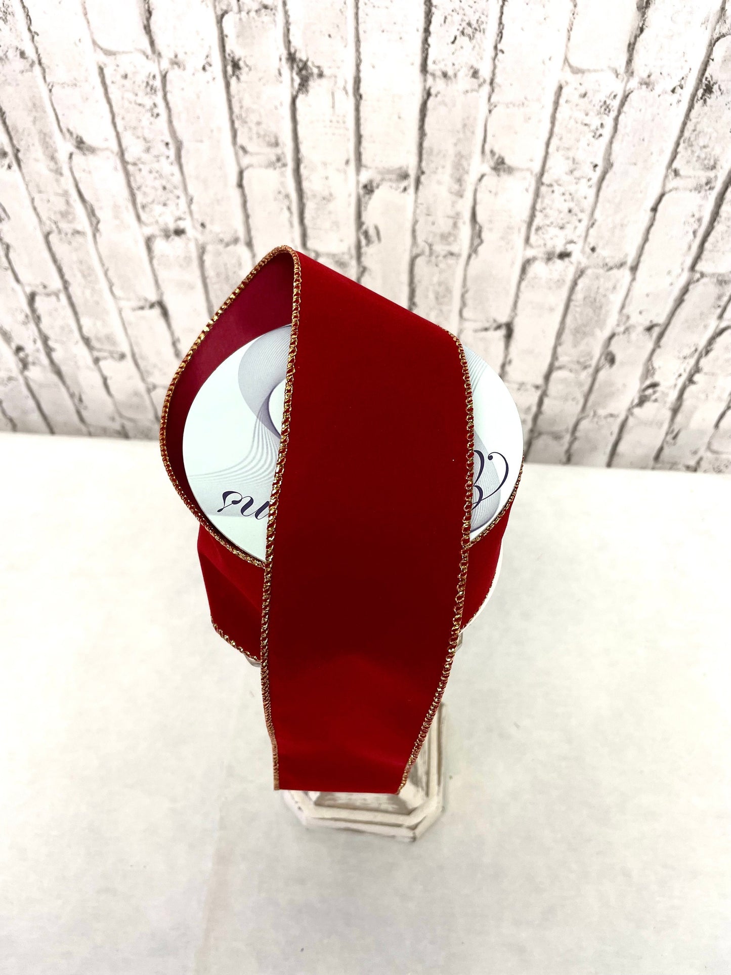 2.5 burgundy gold trim velvet ribbon, burgundy velvet ribbon, velvet ribbon, RL1946Y6