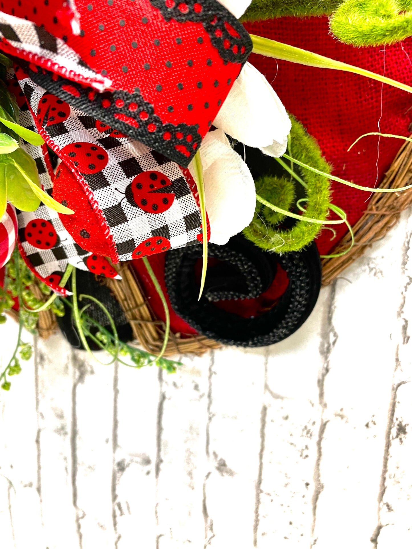Lady bug grapevine wreath, spring wreath, summer wreath, spring door hanger, summer door hanger, lady bug decor, shipping included