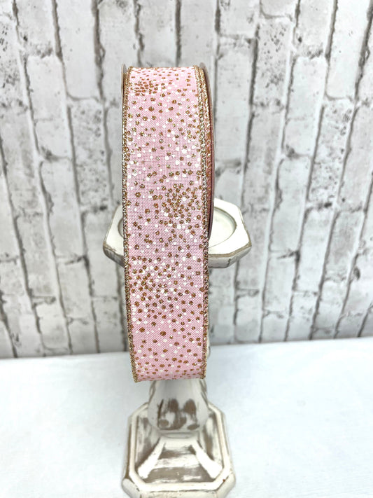 pink with white and gold glitter dots, RGC190915, everyday glitter dot ribbon, pink ribbon,mini dot ribbon, Swiss dot ribbon