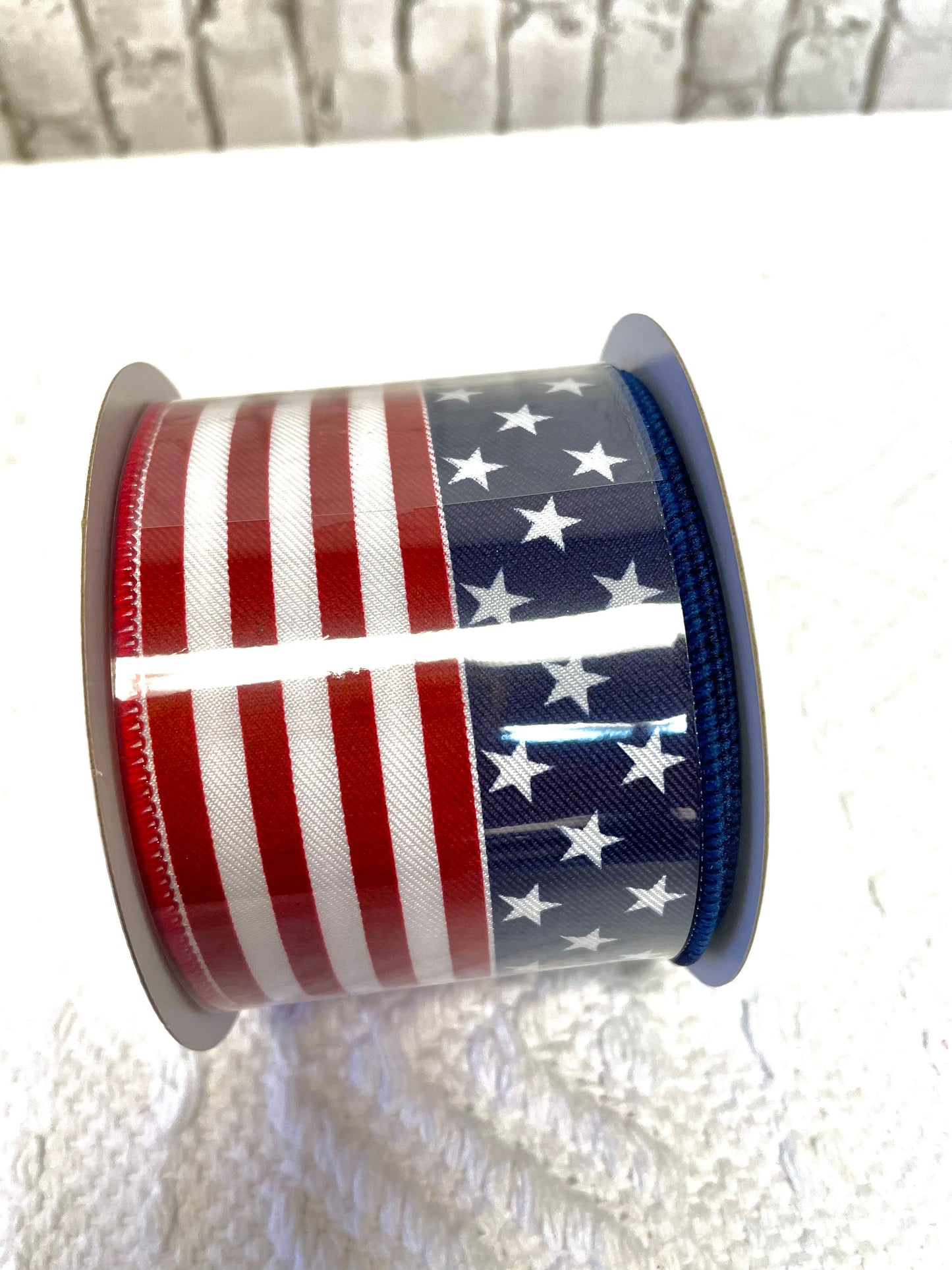 Patriotic ribbon, flag ribbon, 2.5 flag ribbon, 2.5 patriotic ribbon, wired patriotic ribbon, RG1837A1