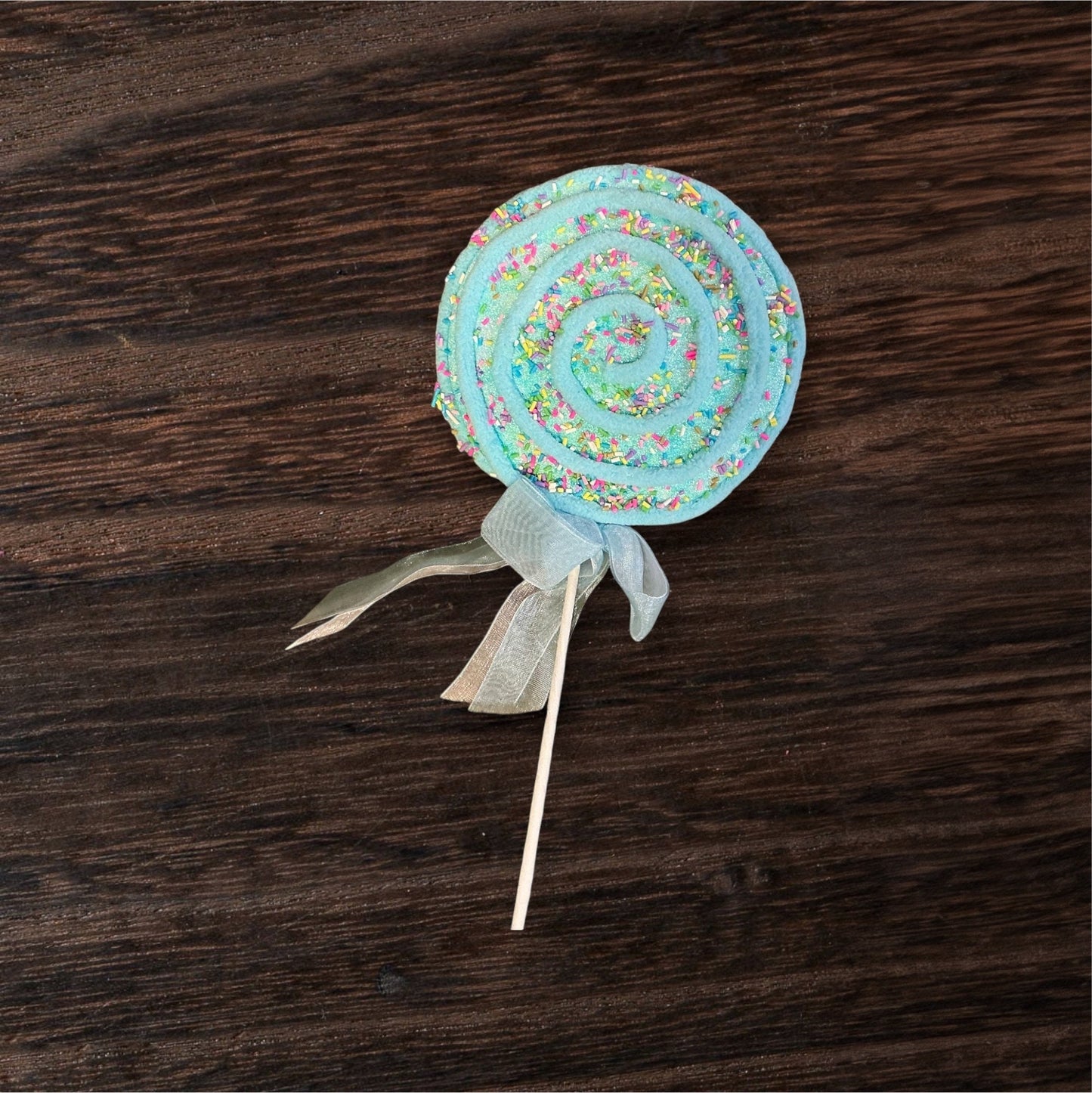 Blue Sprinkle Lollipop, 6” Dia