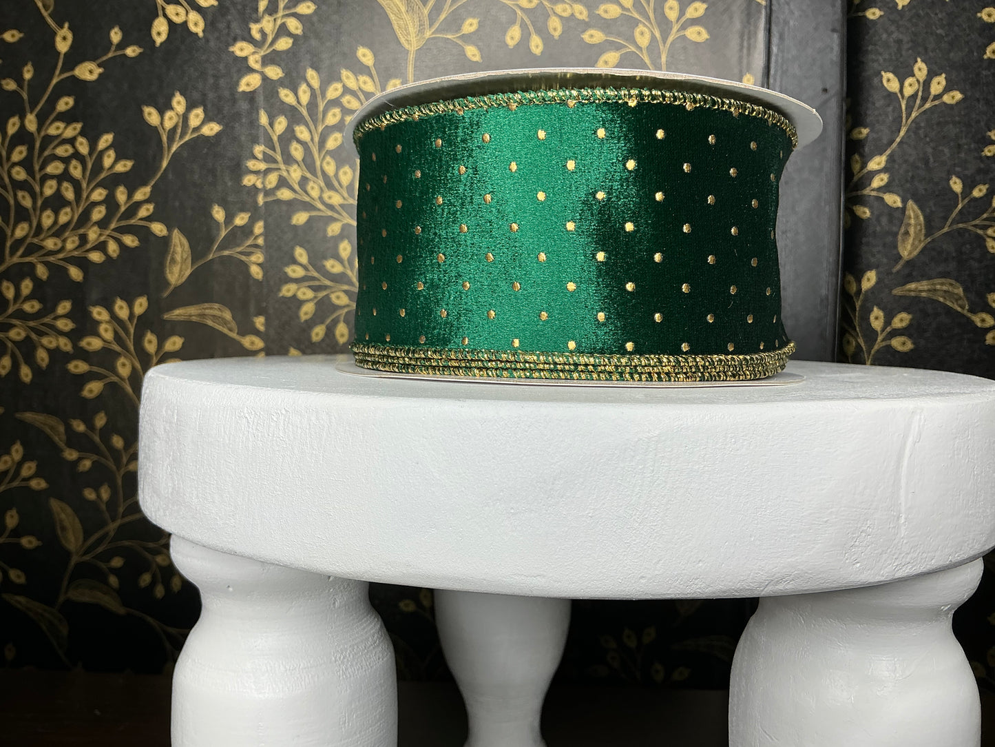 Green Ribbon with Gold Dots - Vickerman