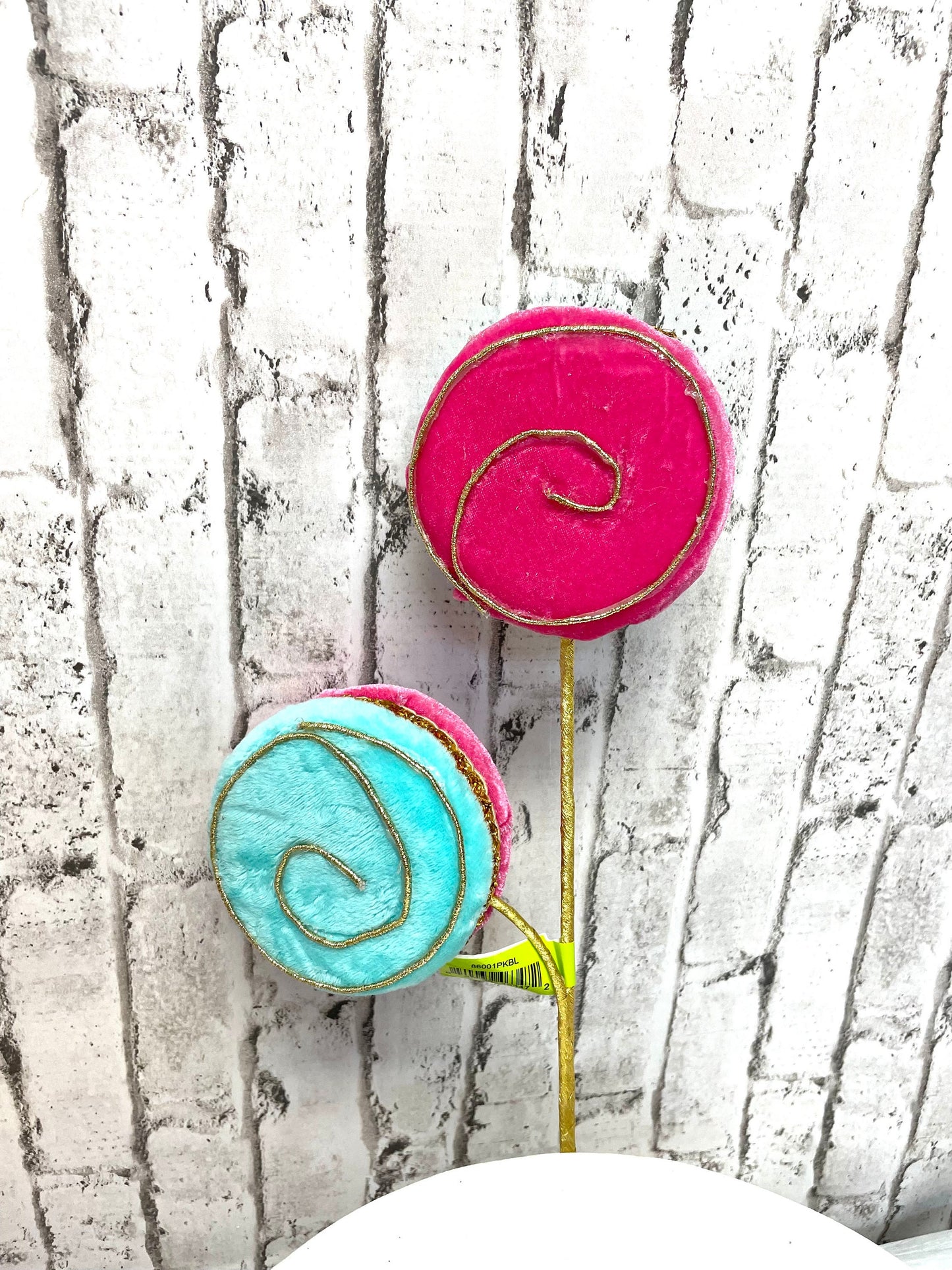 Macaroon pick x2, two sided, pink blue and gold, 86001PKBL