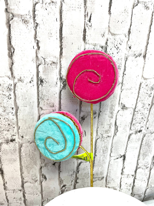 Macaroon pick x2, two sided, pink blue and gold, 86001PKBL