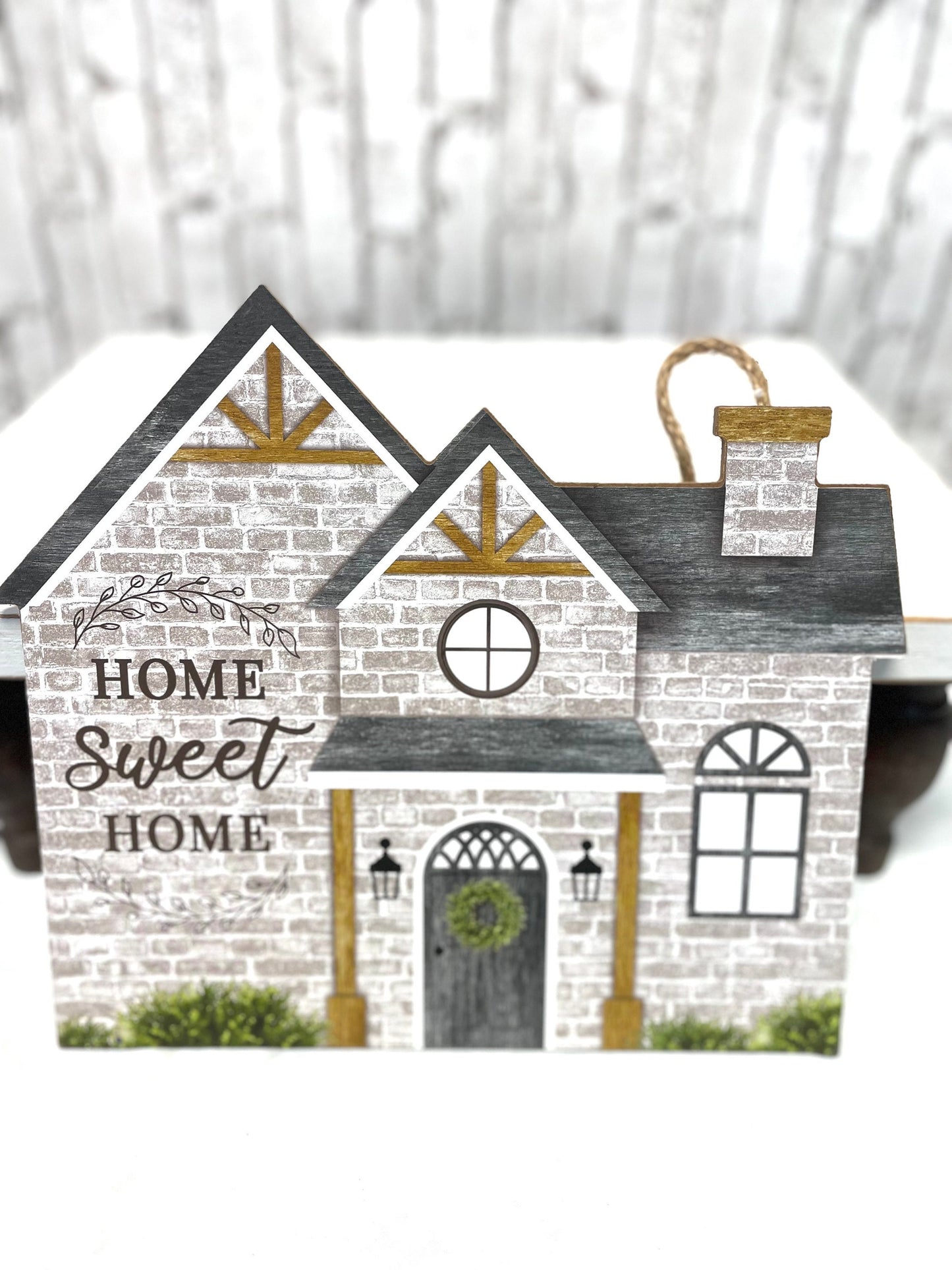 house shape wreath sign, AP7086, wreath sign, everyday wreath sign, home sweet home sign