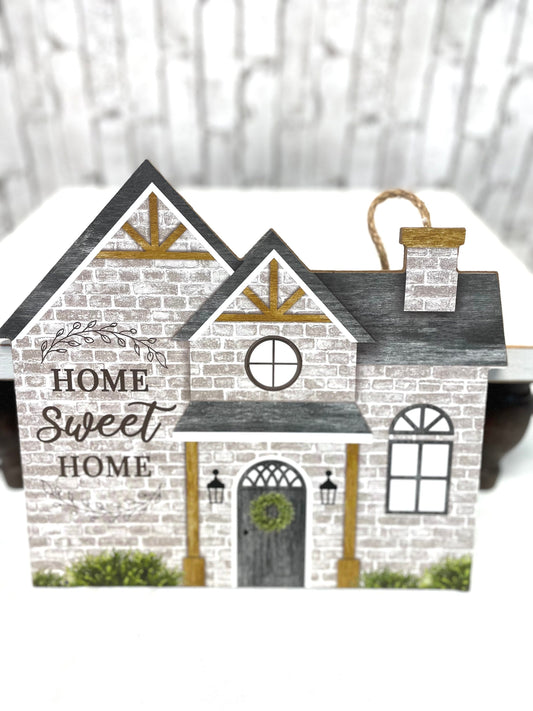 house shape wreath sign, AP7086, wreath sign, everyday wreath sign, home sweet home sign