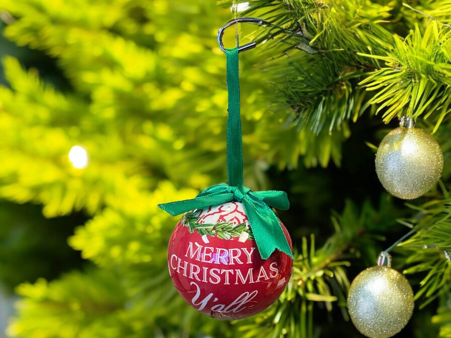 Merry Christmas Y’all ornament, Red
