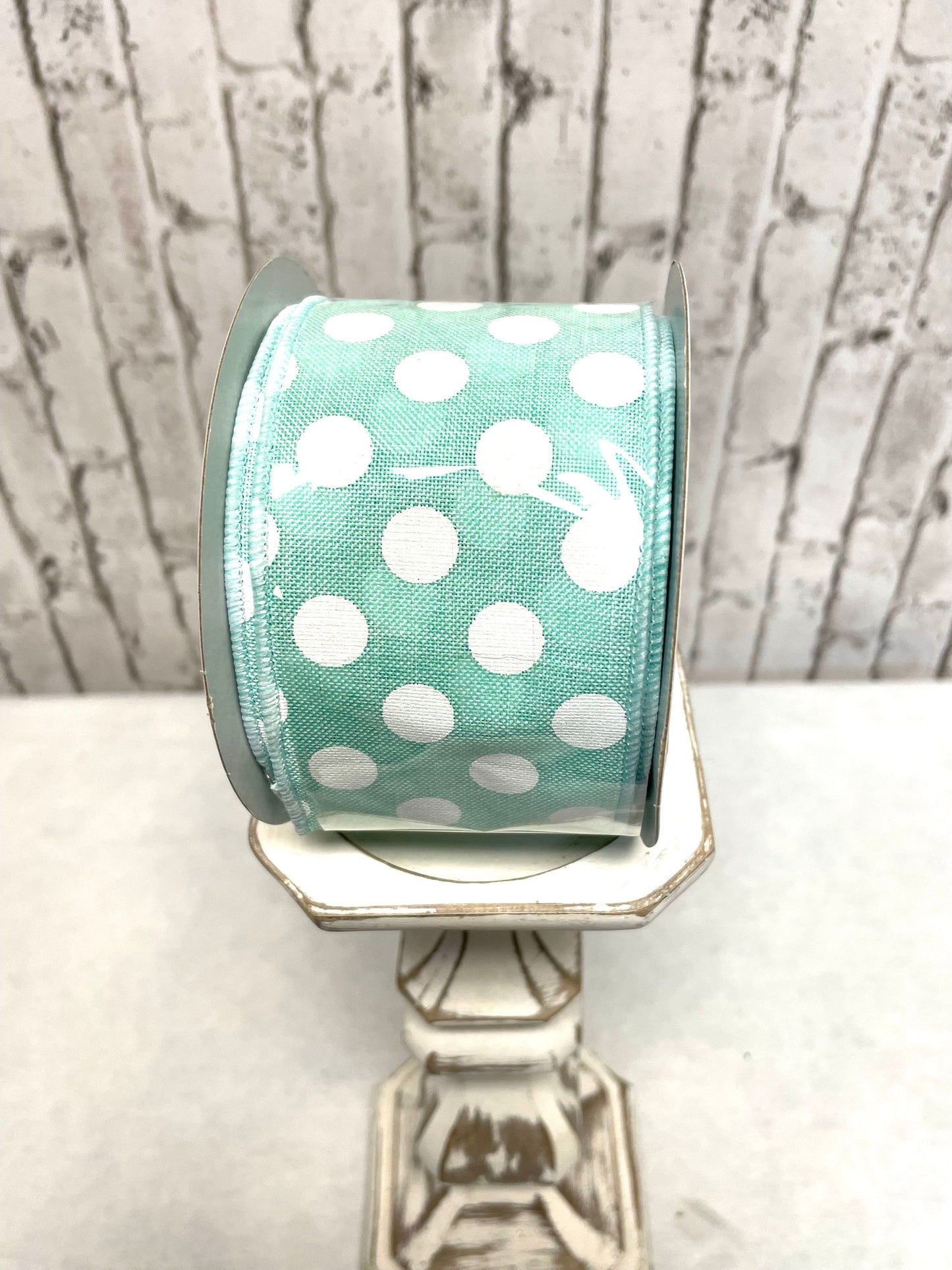 mint poka dot ribbon, RW8075