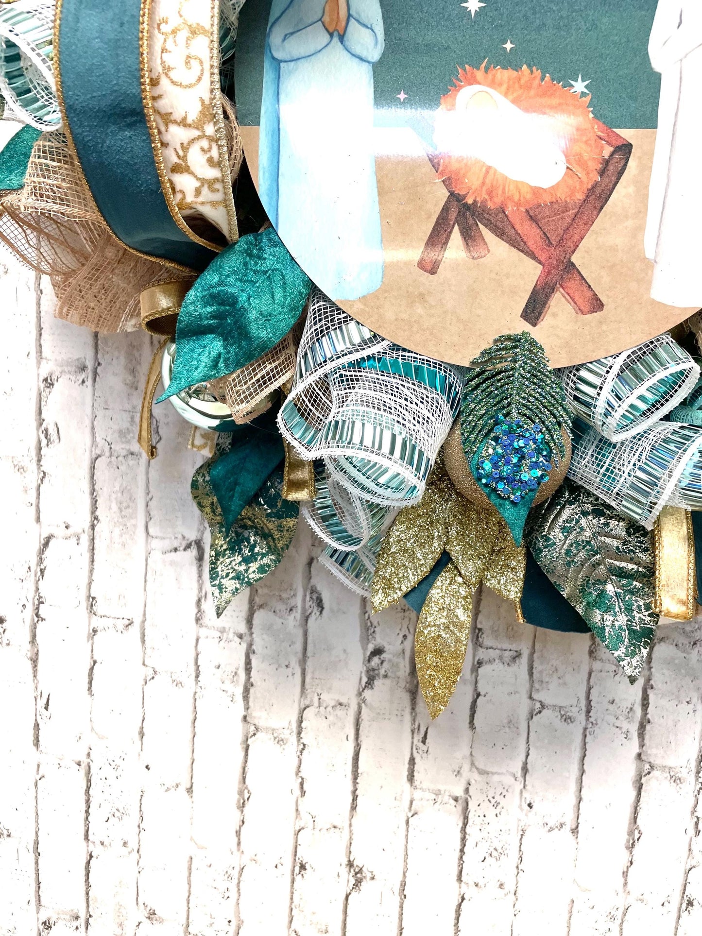 Christmas wreath, Nativity Christmas wreath, Nativity Christmas decor, religious Christmas wreath, religious wreath, free shipping