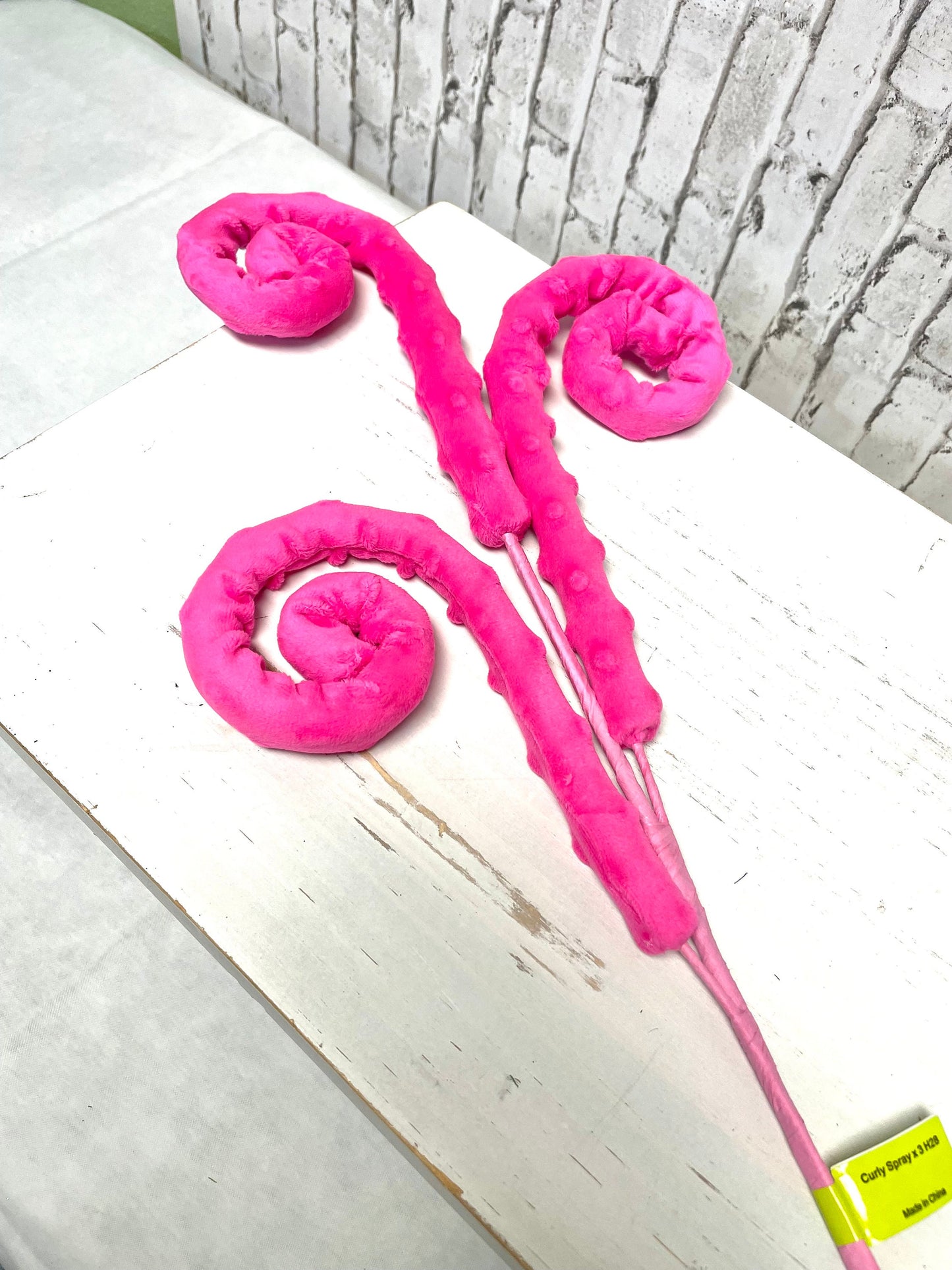 Hot pink velvet curly spray, 63390BT, pink curly spray, velvet curly spray, spring spray, Halloween spray, Christmas spray