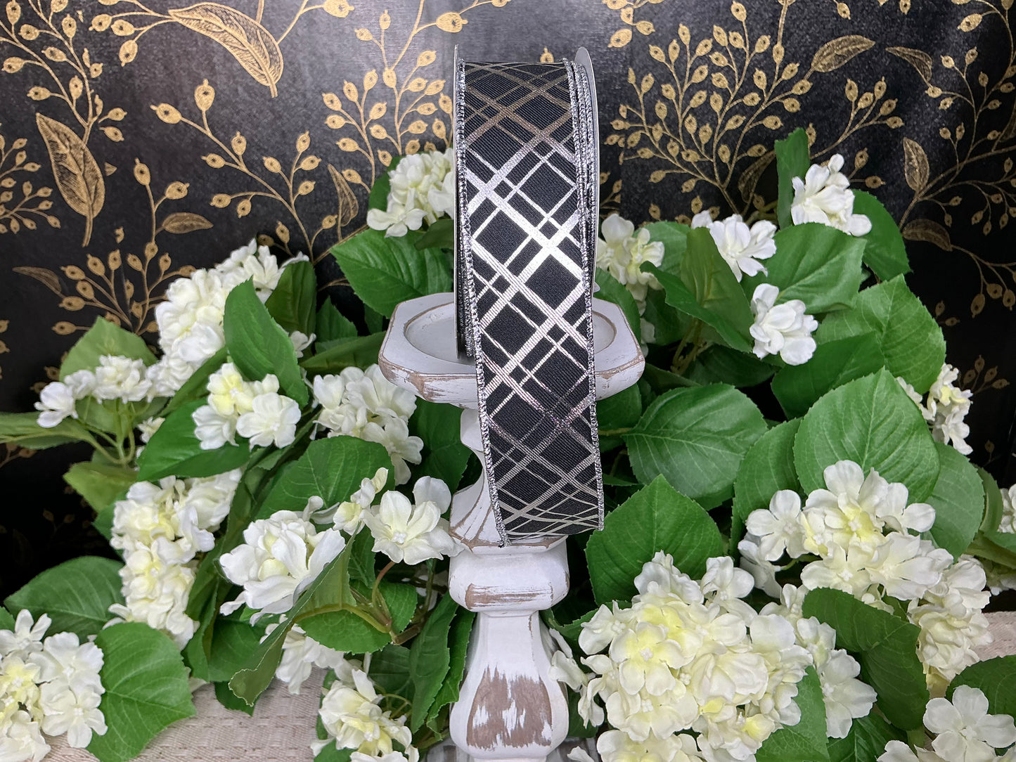 Black and metallic silver ribbon,RGE167387