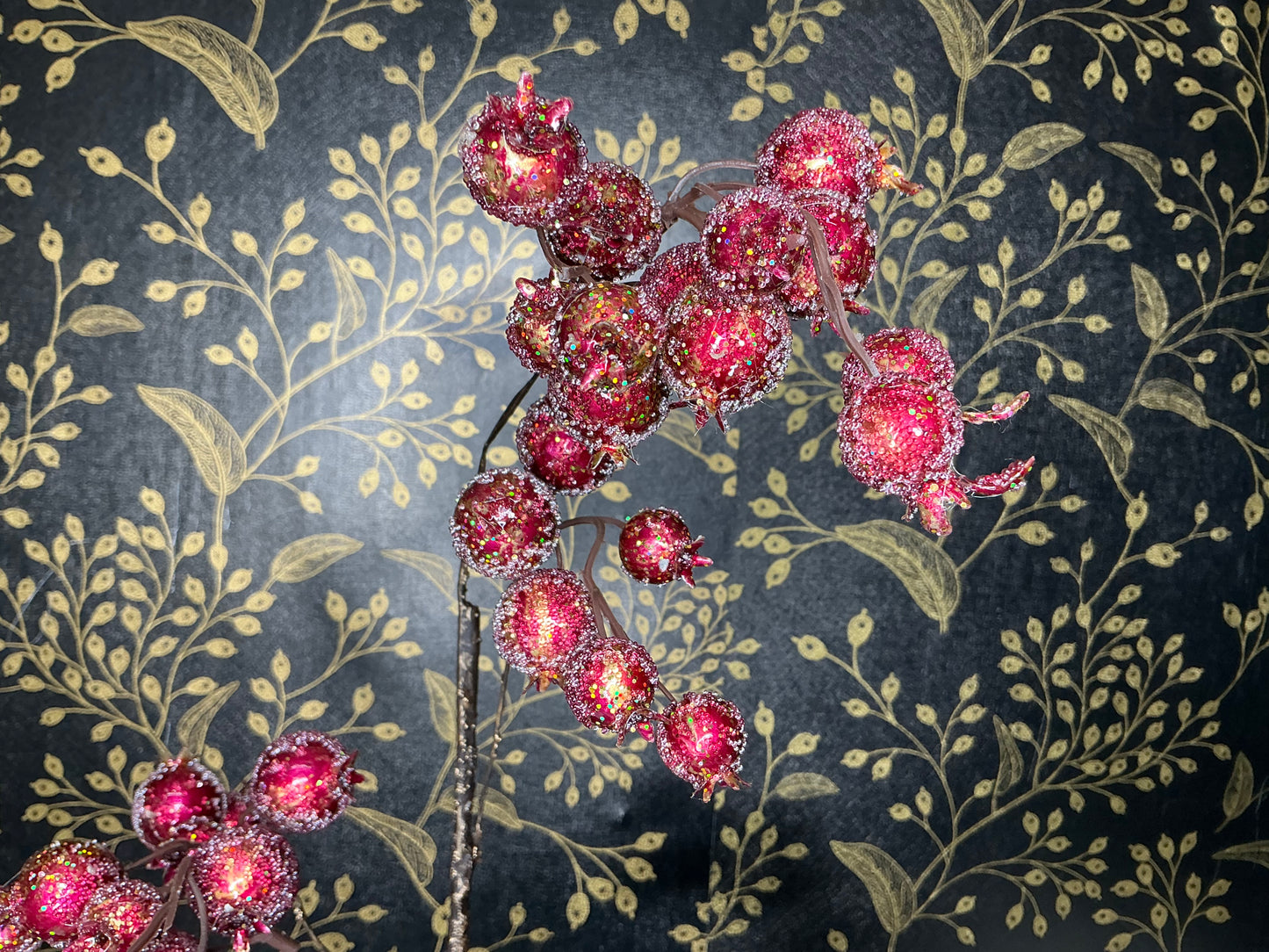Antique Metallic Beaded Pomogranite Spray