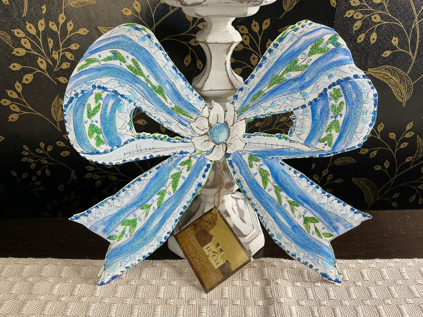 Blue/White Bow - Round Top Collection
