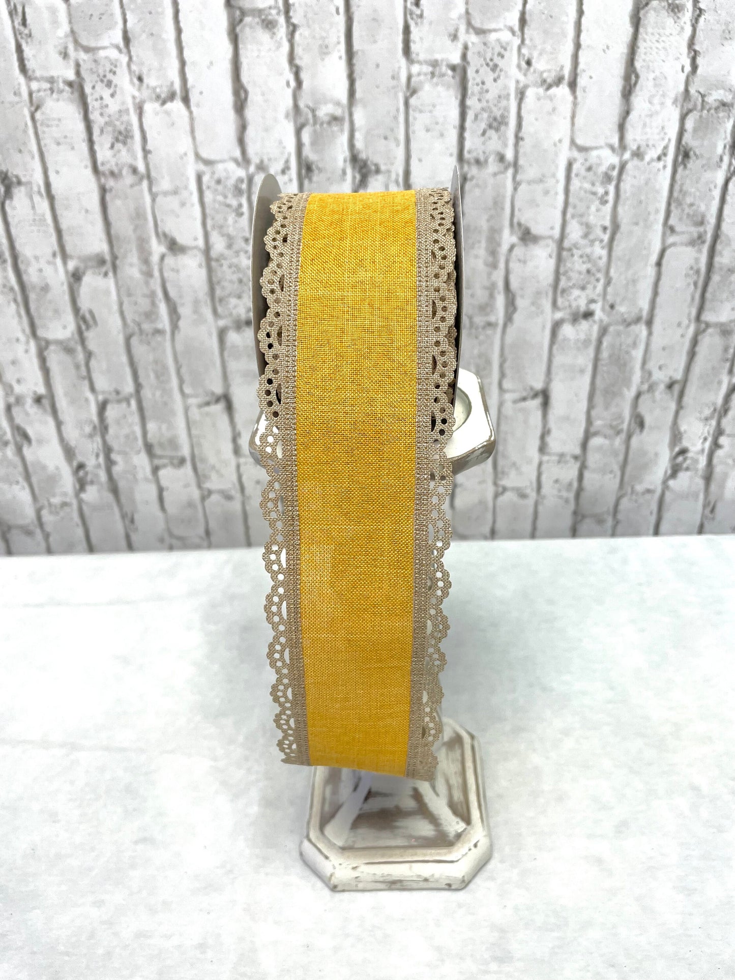 Everyday ribbon, RGA15428M, dark mustard royal burlap ribbon with scalloped edge, burlap ribbon, fall ribbon