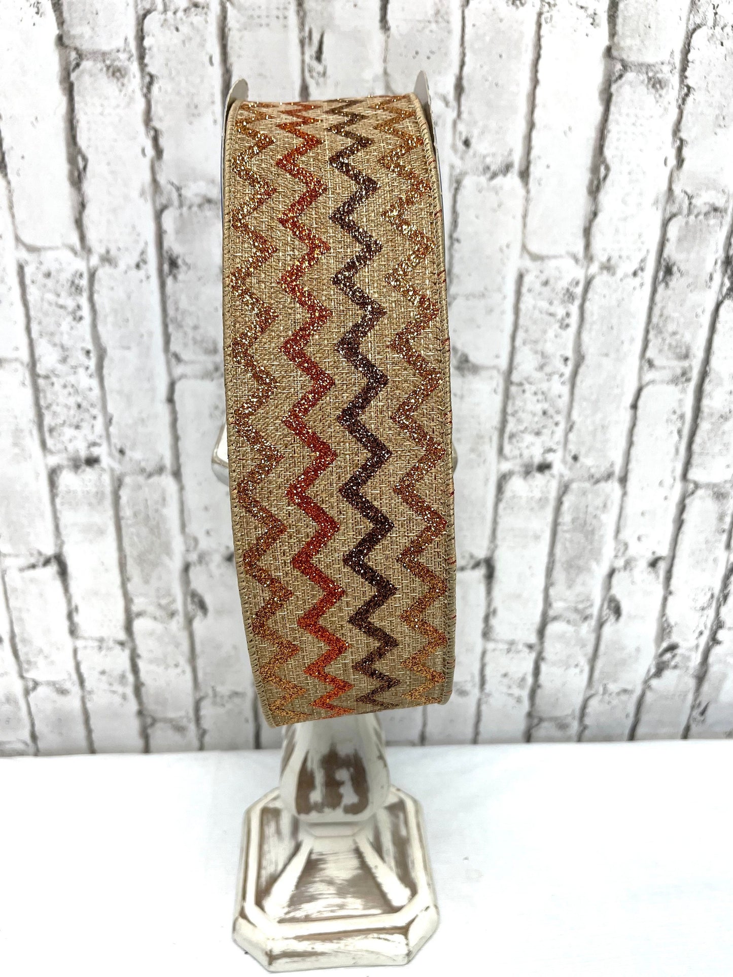 burlap glitter chevon fall ribbon, 660-528