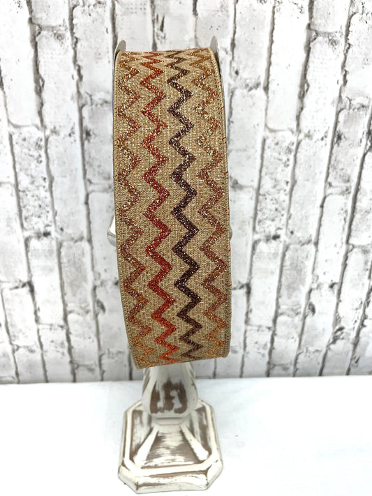 burlap glitter chevon fall ribbon, 660-528
