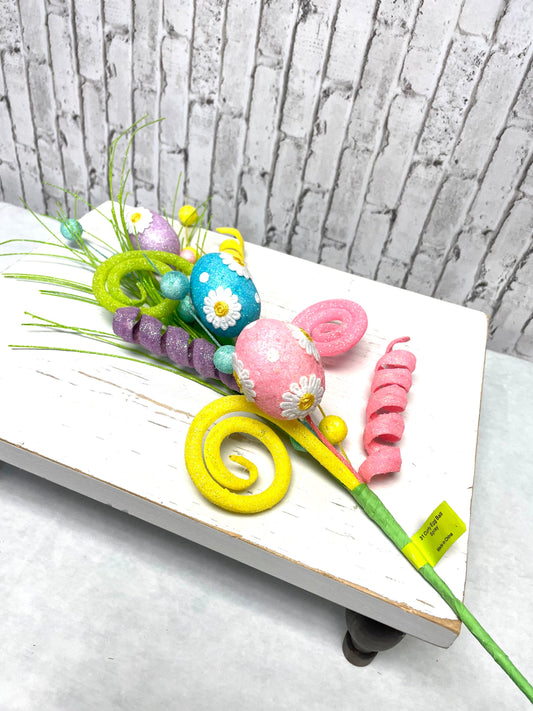Curly egg ball spray, Easter egg spray, 62101EAS, Easter spray, spring egg spray