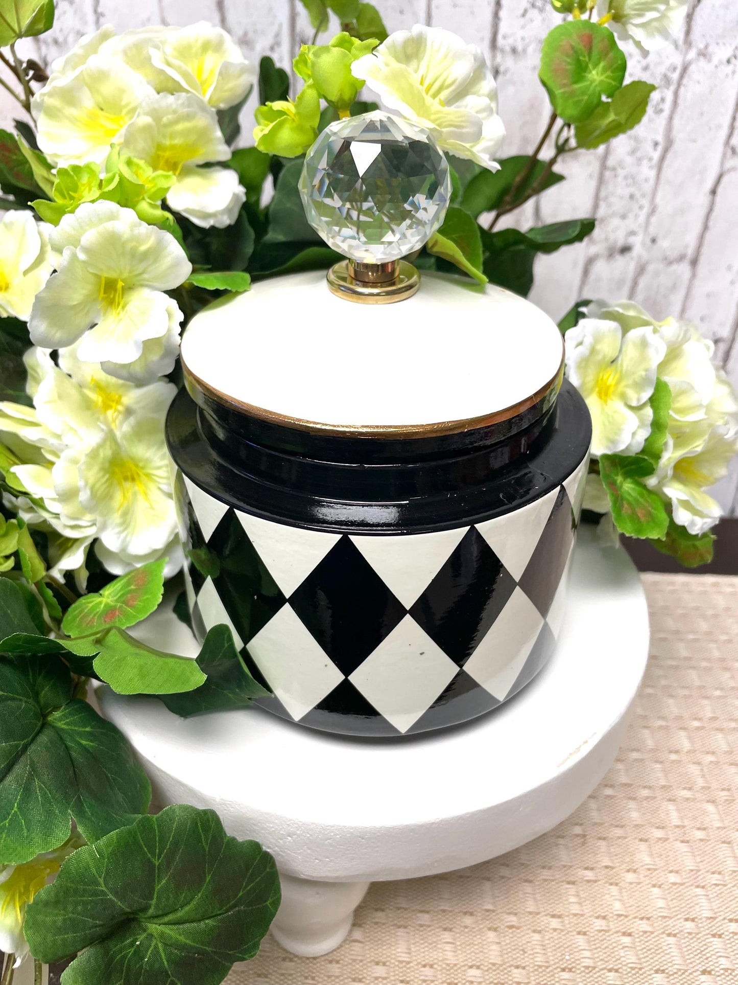 canister set, Mark Robert’s Harlequin black and white canister set, home decor, kitchen decor, harlequin vases
