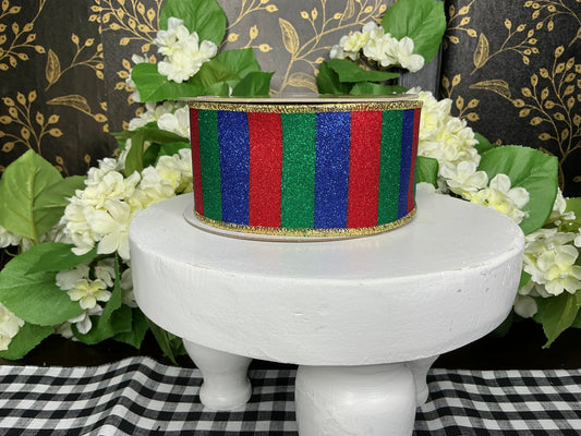 Red/Green/Blue Stripe Ribbon - D’Lux - 2.5”
