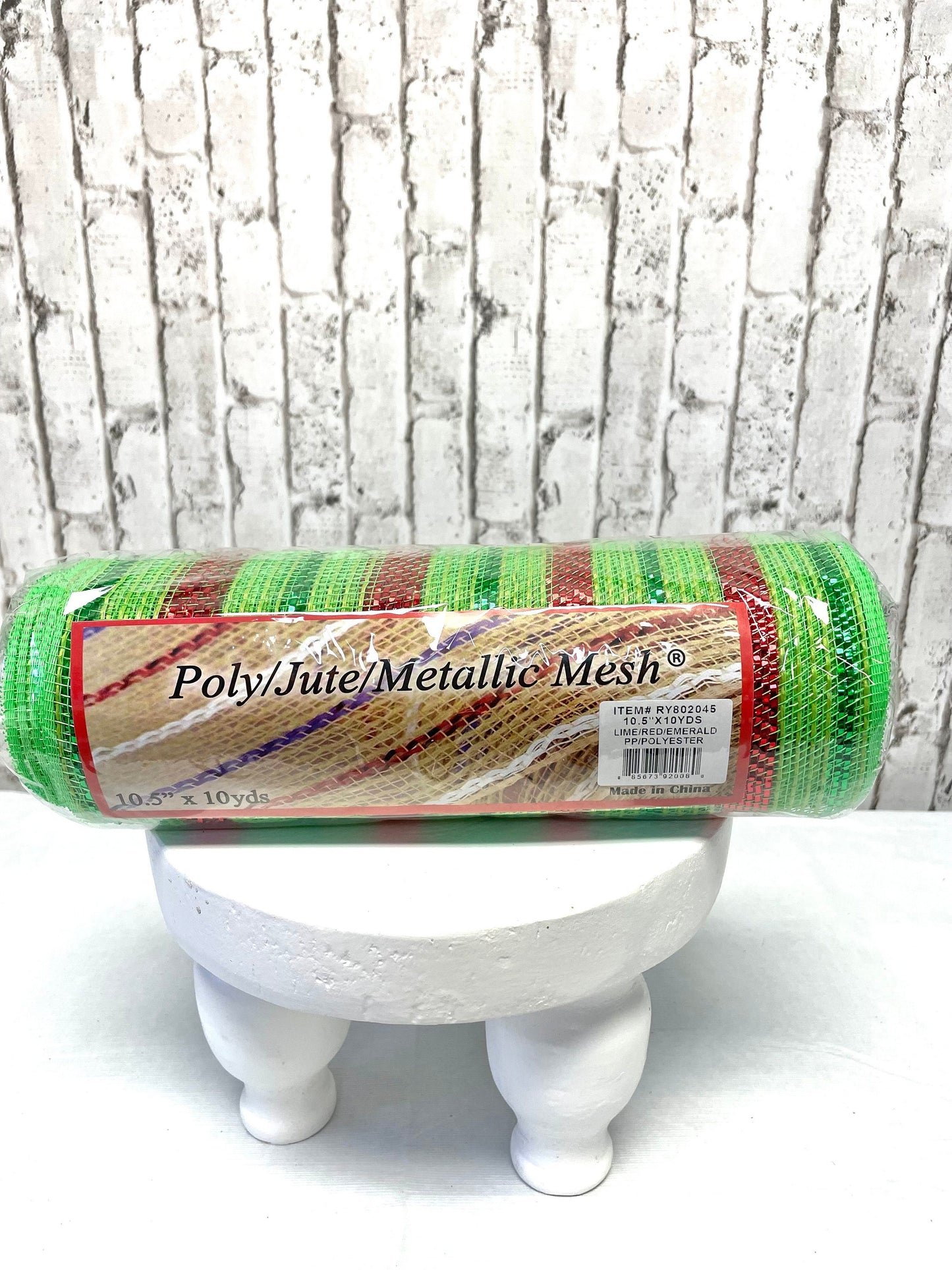 poly jute striped mesh, RY802045, green and red striped mesh, Christmas mesh